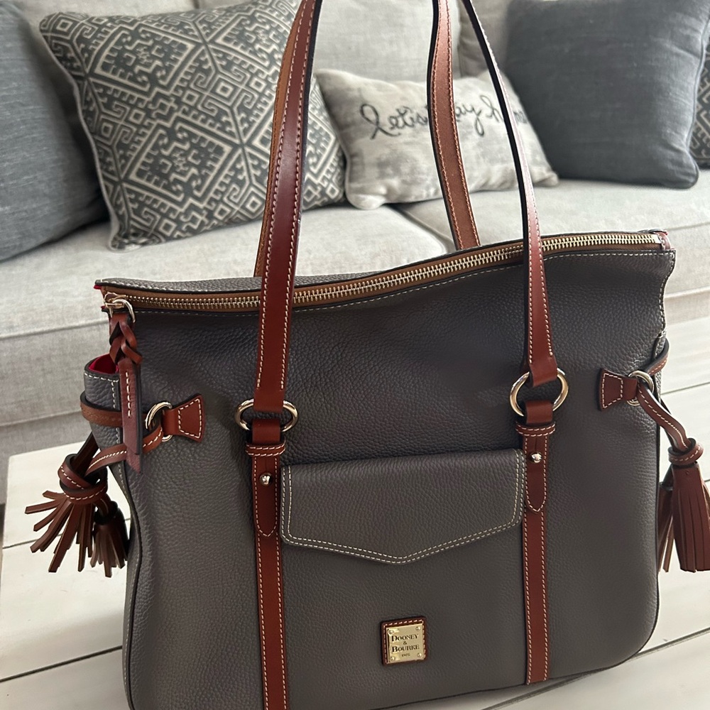 Dooney & Bourke Pebble Leather Smith Shoulder Bag- Elephant